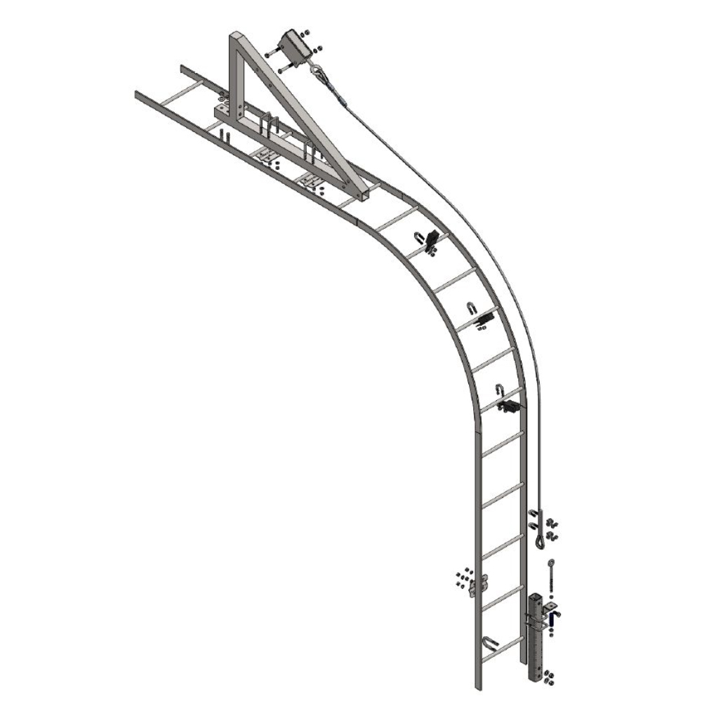 Tuf-Tug Water Tank Tower Cable Safe Climb System with Curved Ladder  from GME Supply
